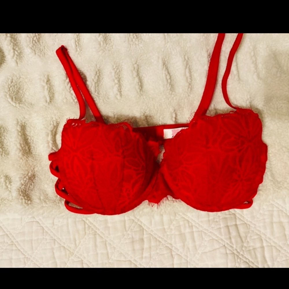 Victoria Secret red  lace bra 34C